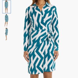 Donna Morgan Print Long Sleeve Wrap Shirtdress